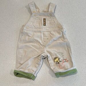 Small Wonders Beige and Green Overalls monkey safari friends 3/6 months